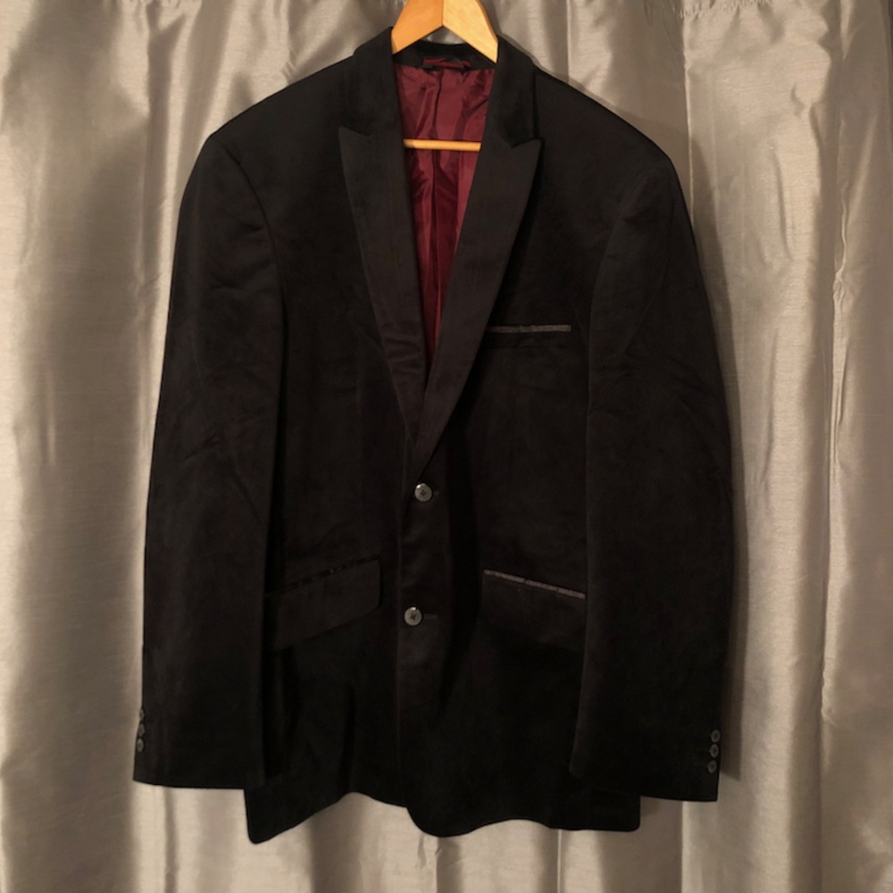 Alfani Black Velvet Peak Lapel Blazer, XL SLIM